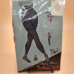 Vintage Tights Debra Dean Debutites Seamless Black Small NIP NWT Tights